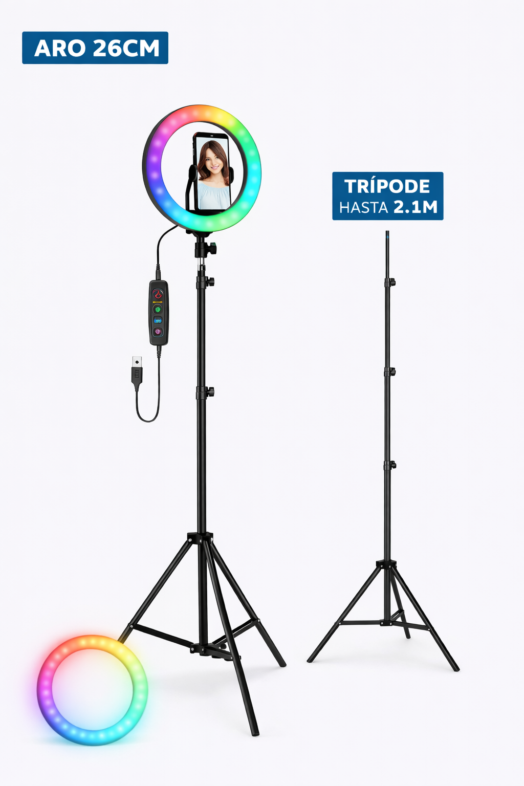 Aro de Luz RGB 26 cm con Trípode