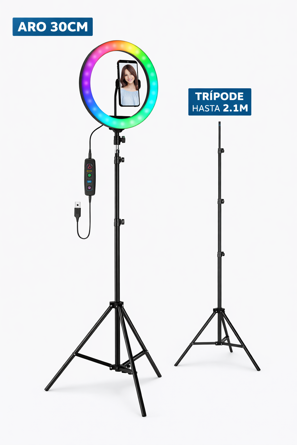 Aro de Luz LED RGB de 30CM con Trípode