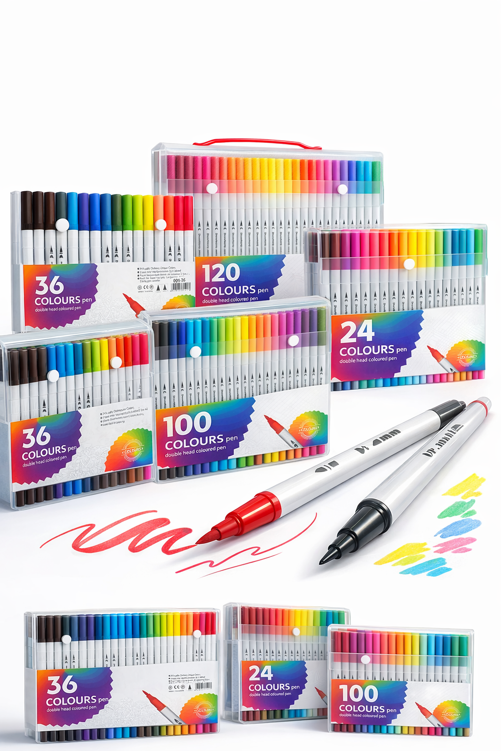 Fibrones Doble Punta - 24, 36, 100 y 120 unidades