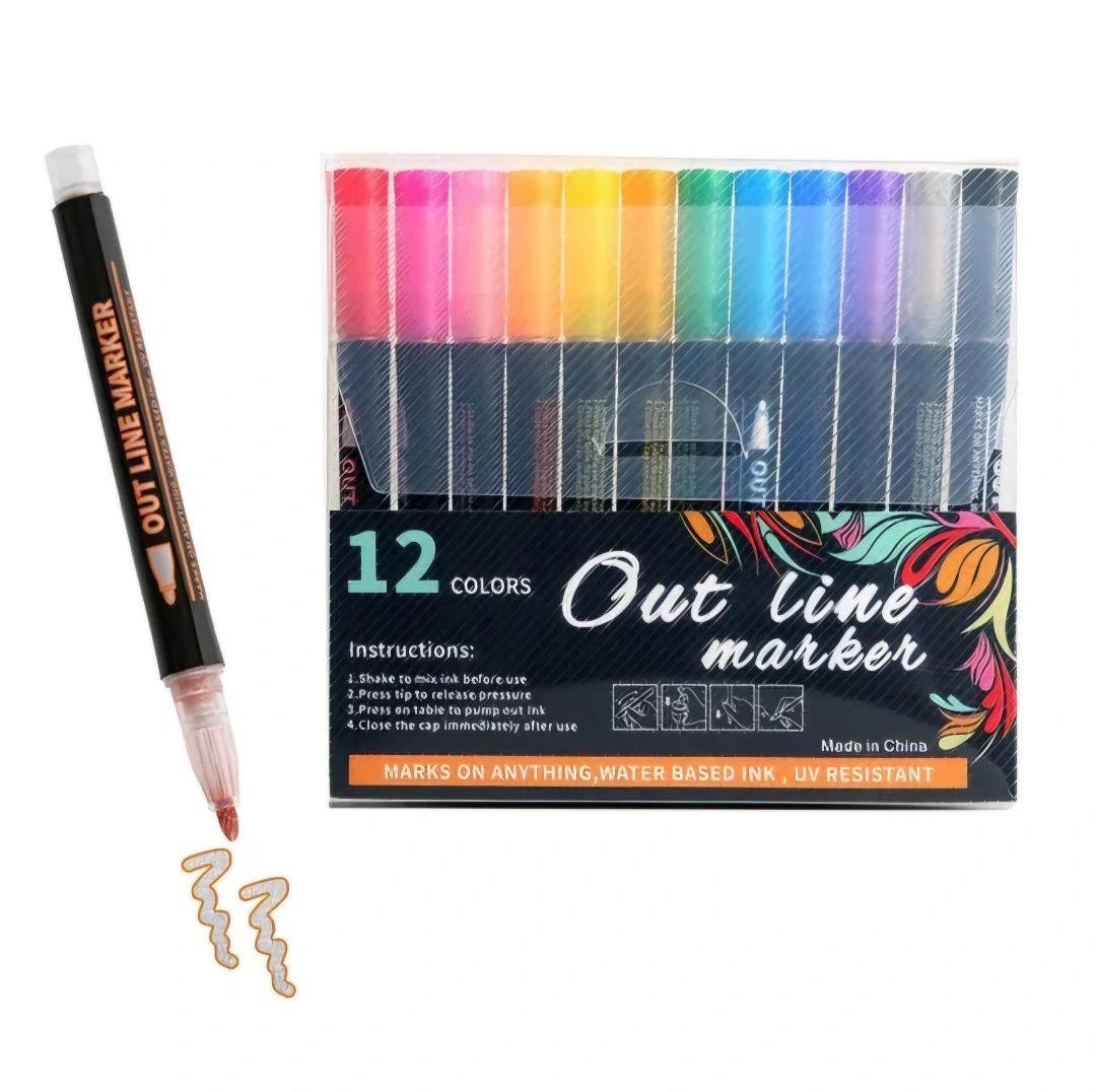 Marcadores Brillos 12 unidades | Out Line Marker 🤍